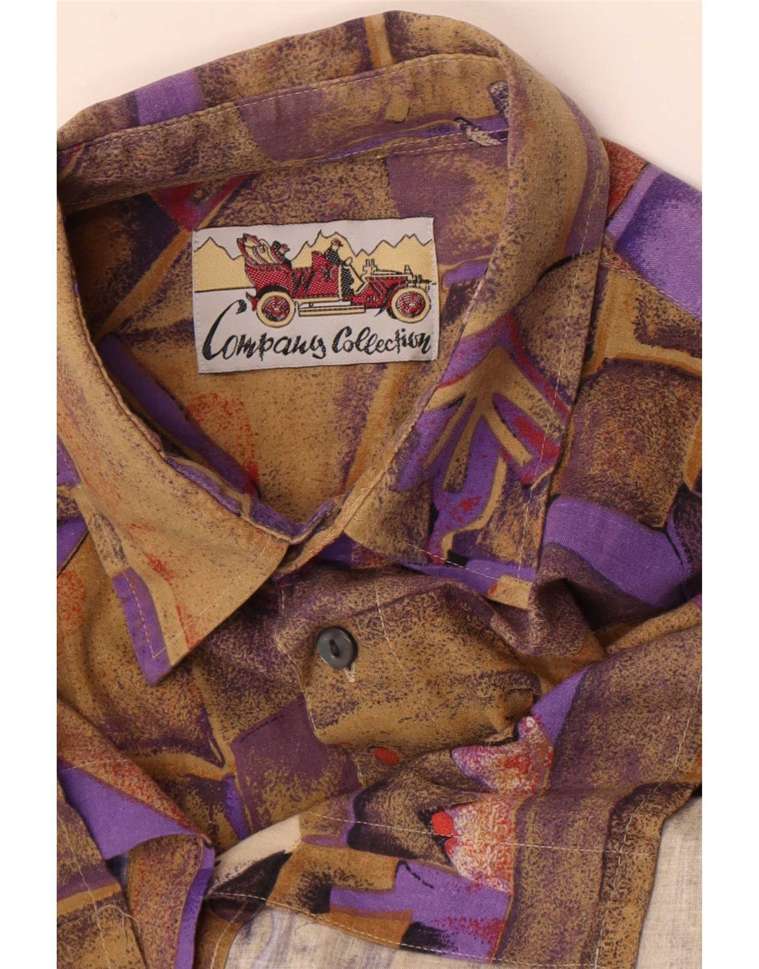 Camisa vintage para hombre grande marrón geométrico