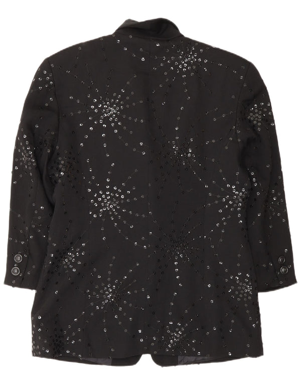 MONDI Chaqueta tipo blazer de 1 botón para mujer EU 40 Mediana Lana floral negra