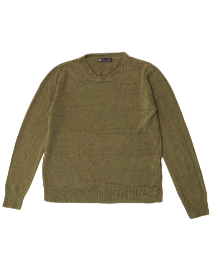 Marks & Spencer Suéter de cuello redondo para mujer UK 12 Acrílico caqui mediano