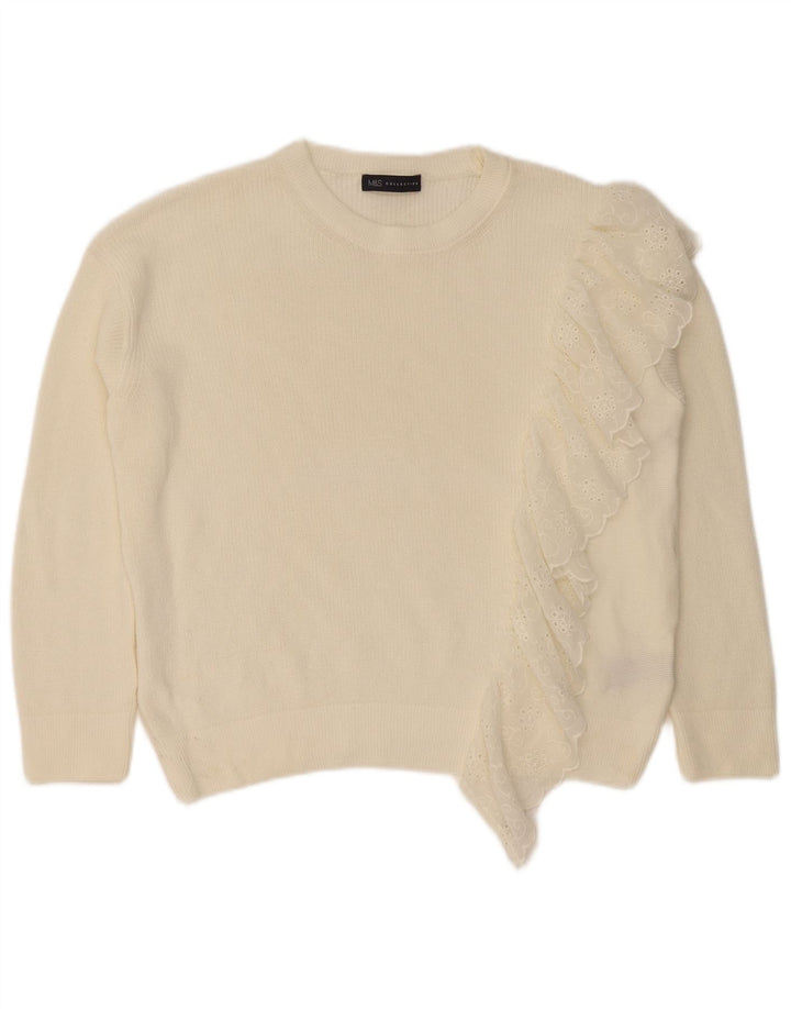 Marks & Spencer Jersey con cuello barco para mujer, talla 40, talla mediana, color blanco