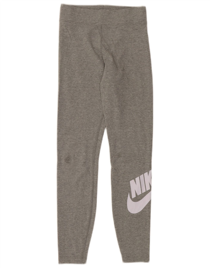 NIKE Leggings gráficos para mujer UK 10 Small Gris Algodón
