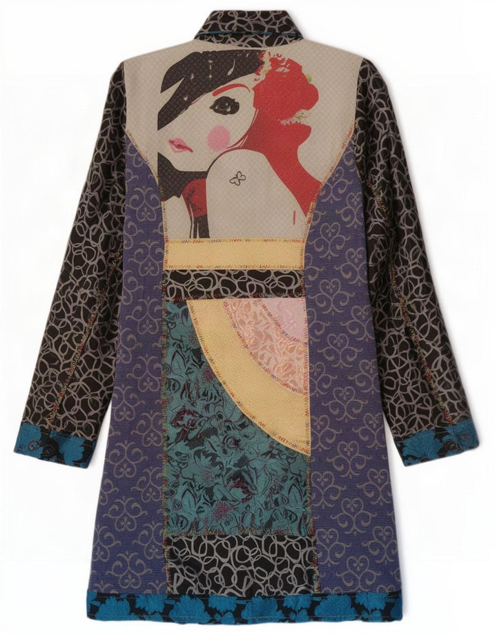 Abrigo para mujer Dy Design ES 44 Medio Algodón patchwork multicolor