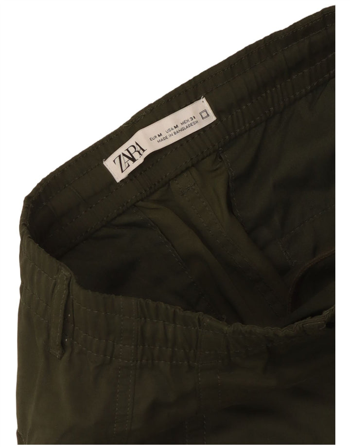 Zara Mujer Crop Joggers Pantalones Cargo Mediano W31 L25 Caqui