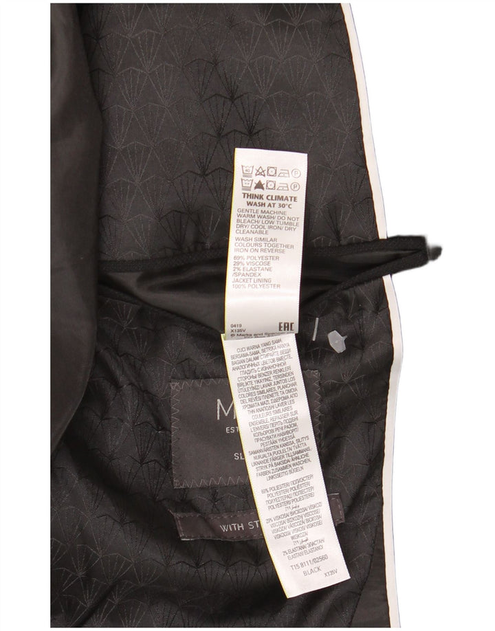 Marks & Spencer Chaqueta tipo blazer con 1 botón para hombre UK 42 Grande Poliéster negro
