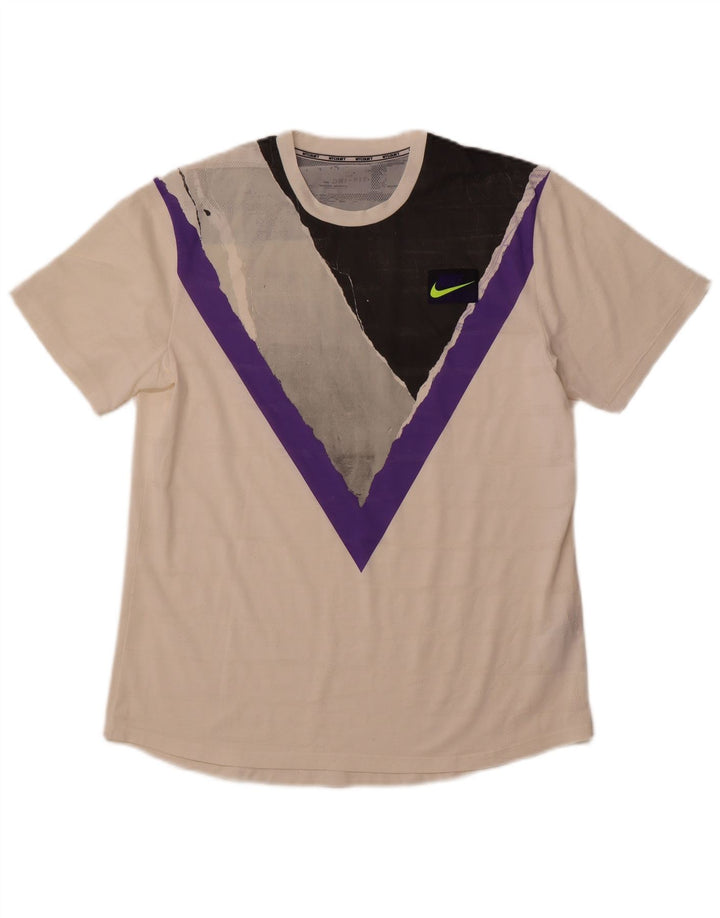 NIKE Camiseta Dri Fit Graphic para Hombre Top Grande Blanco Colorblock Poliéster