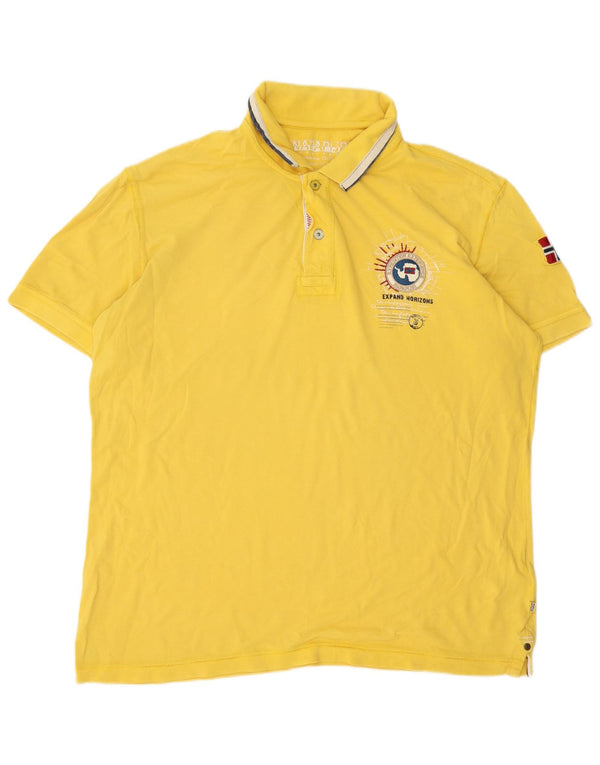 Napapijri Polo con gráfico geográfico para hombre 3XL Algodón amarillo