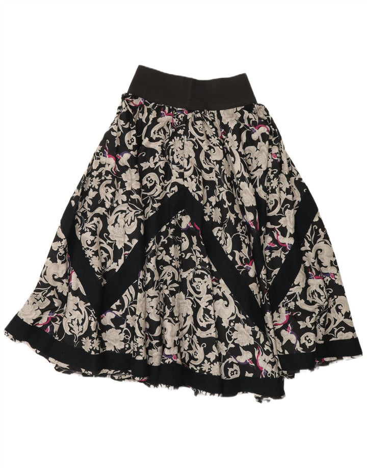 Falda acampanada vintage para mujer mediana W26 viscosa floral negra