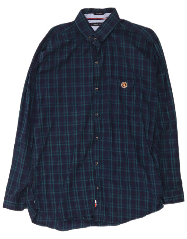Tommy Hilfiger Camisa Custom Fit para Hombre XL Azul Marino Cuadros