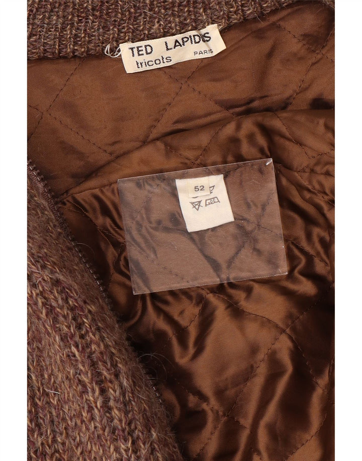 Ted Lapidus Chaqueta bomber de punto para hombre IT 52 XL Lana moteada marrón
