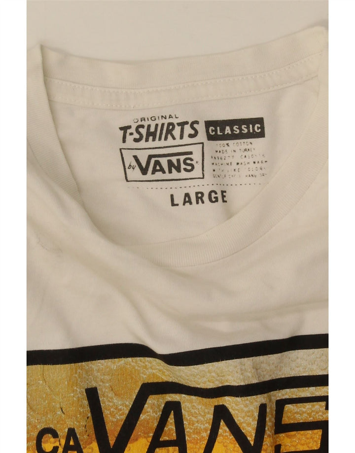 Vans - Camiseta gráfica para hombre, talla grande, algodón blanco