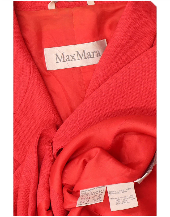 Max Mara Chaqueta Blazer de 3 Botones para Mujer Reino Unido 42 Lana Roja Mediana