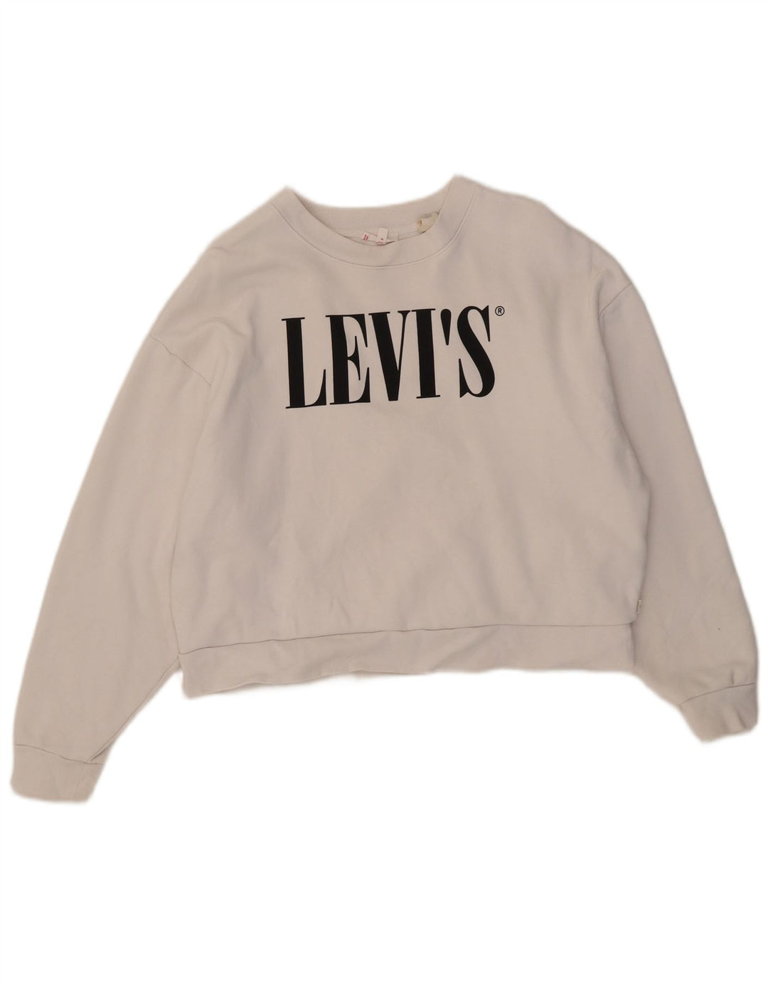 Levi's Sudadera extragrande con gráfico corto para mujer, talla 10, color blanco