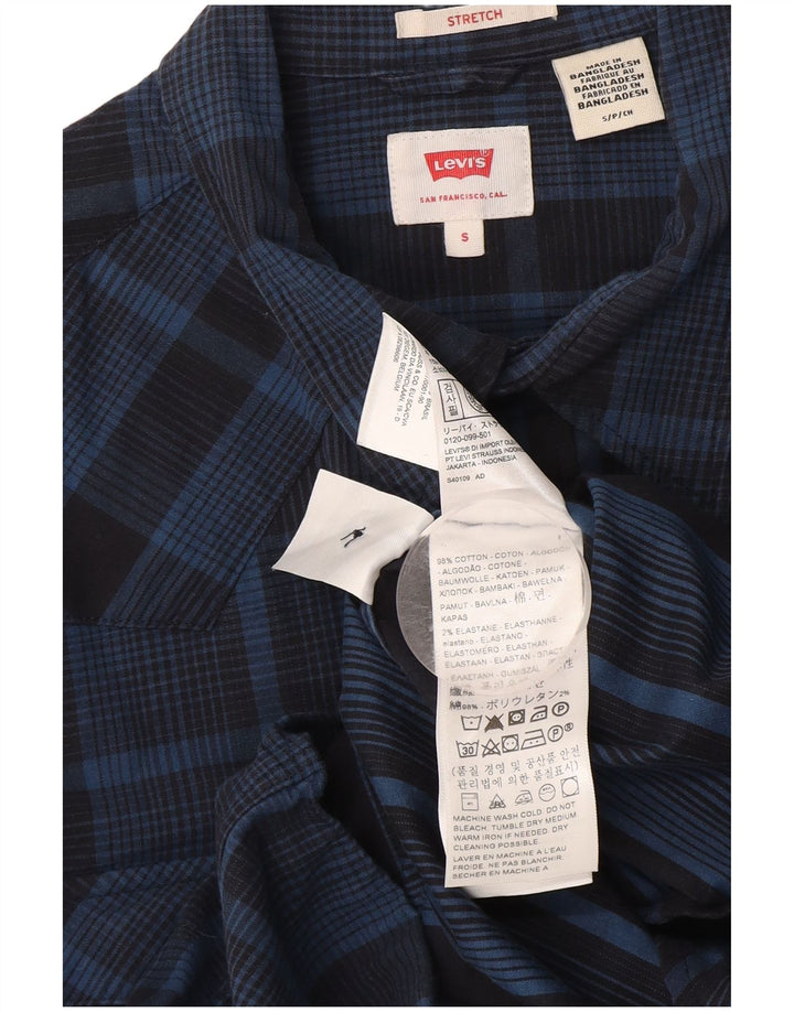 Camisa Levi's para hombre pequeña de algodón a cuadros azul marino