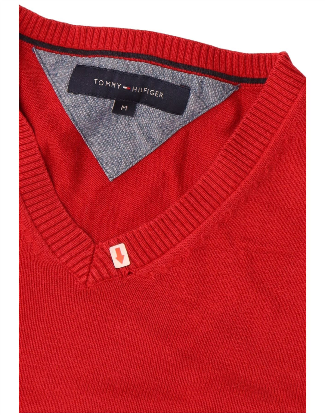 TOMMY HILFIGER Jersey con cuello en V para hombre Algodón rojo medio