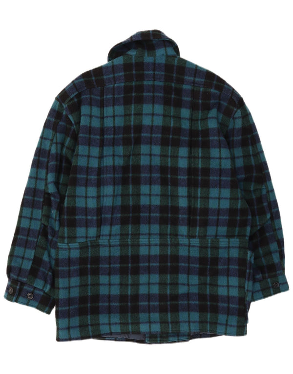 Abrigo vintage para hombre IT 50 lana de cuadros verdes grandes