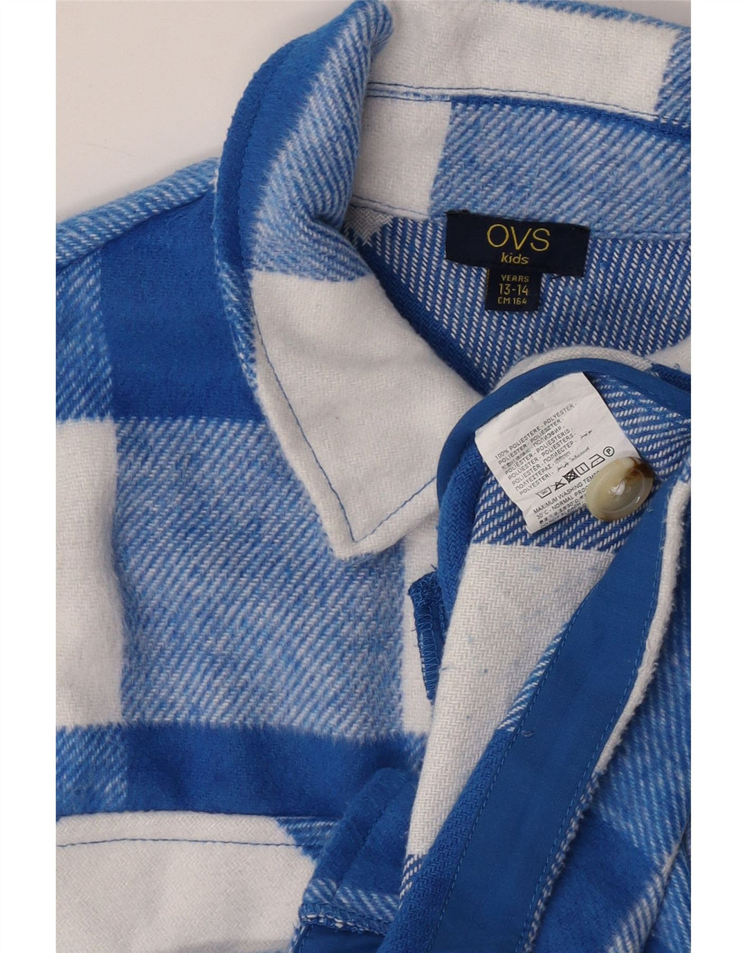 OVS Camisa de franela para niña 13-14 años Azul Cuadros Poliéster