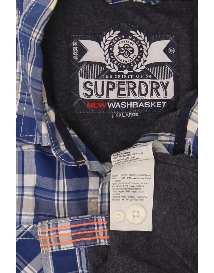 Camisa Superdry para hombre 2XL Algodón a cuadros azules