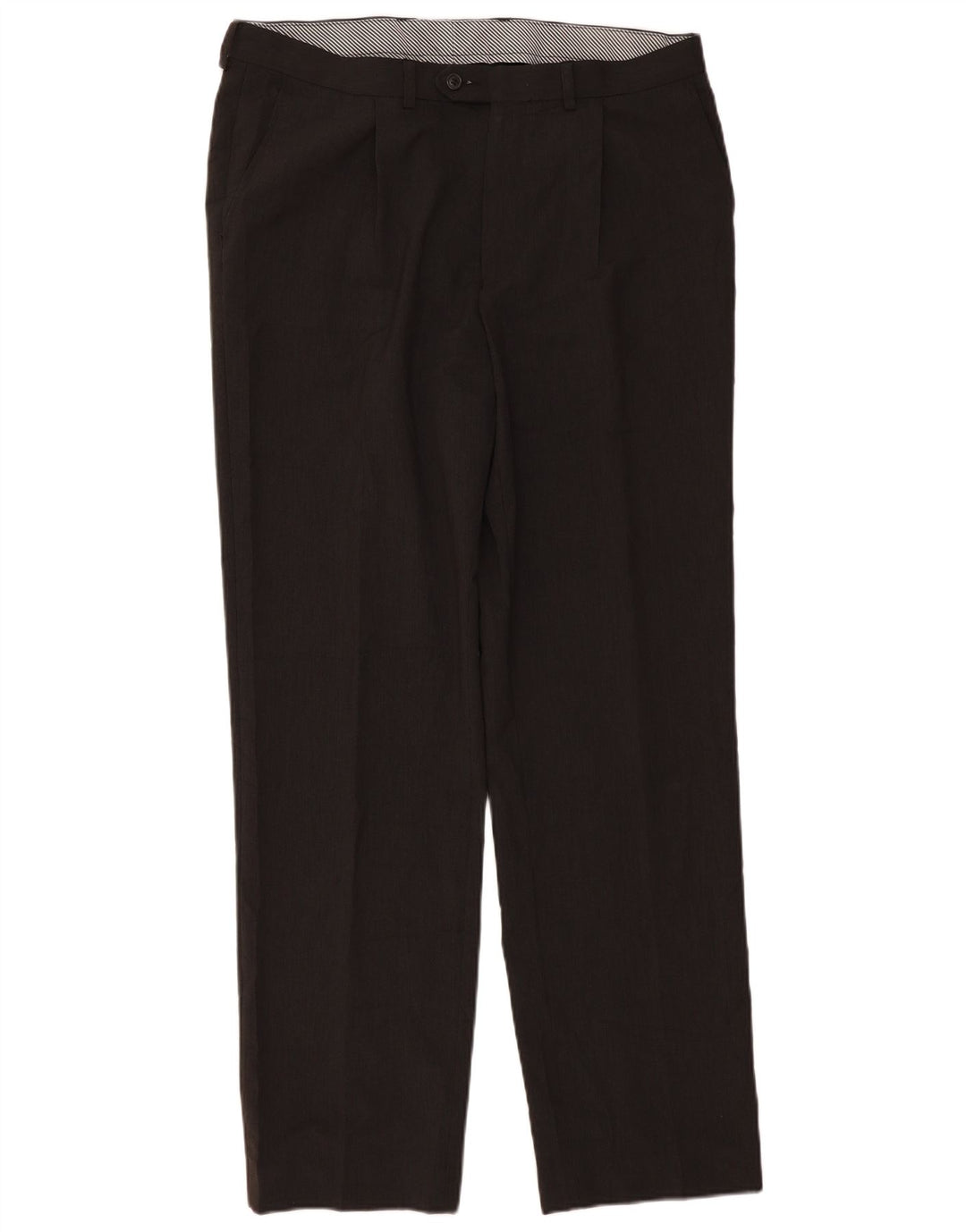 Marks & Spencer Pantalón de traje con pinzas para hombre W36 L33 Poliéster gris