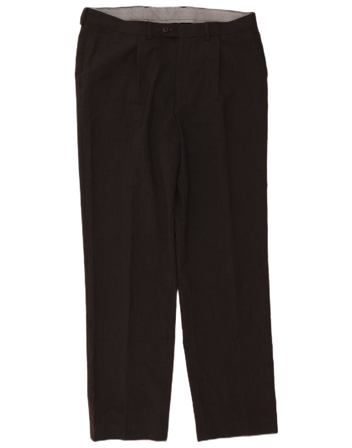 Marks & Spencer Pantalón de traje con pinzas para hombre W36 L33 Poliéster gris