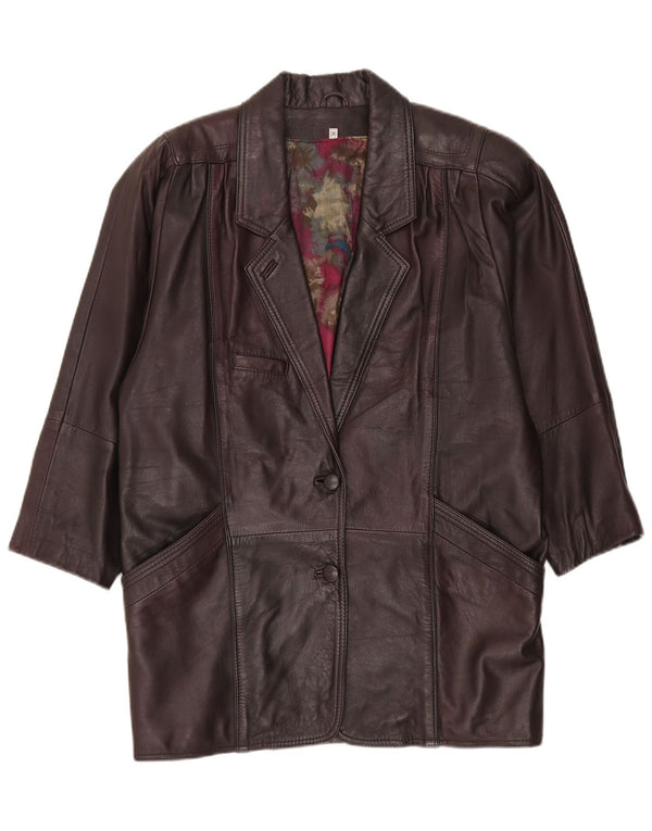 Vintage Womens Oversized Leather Coat EU 38 Medium Brown