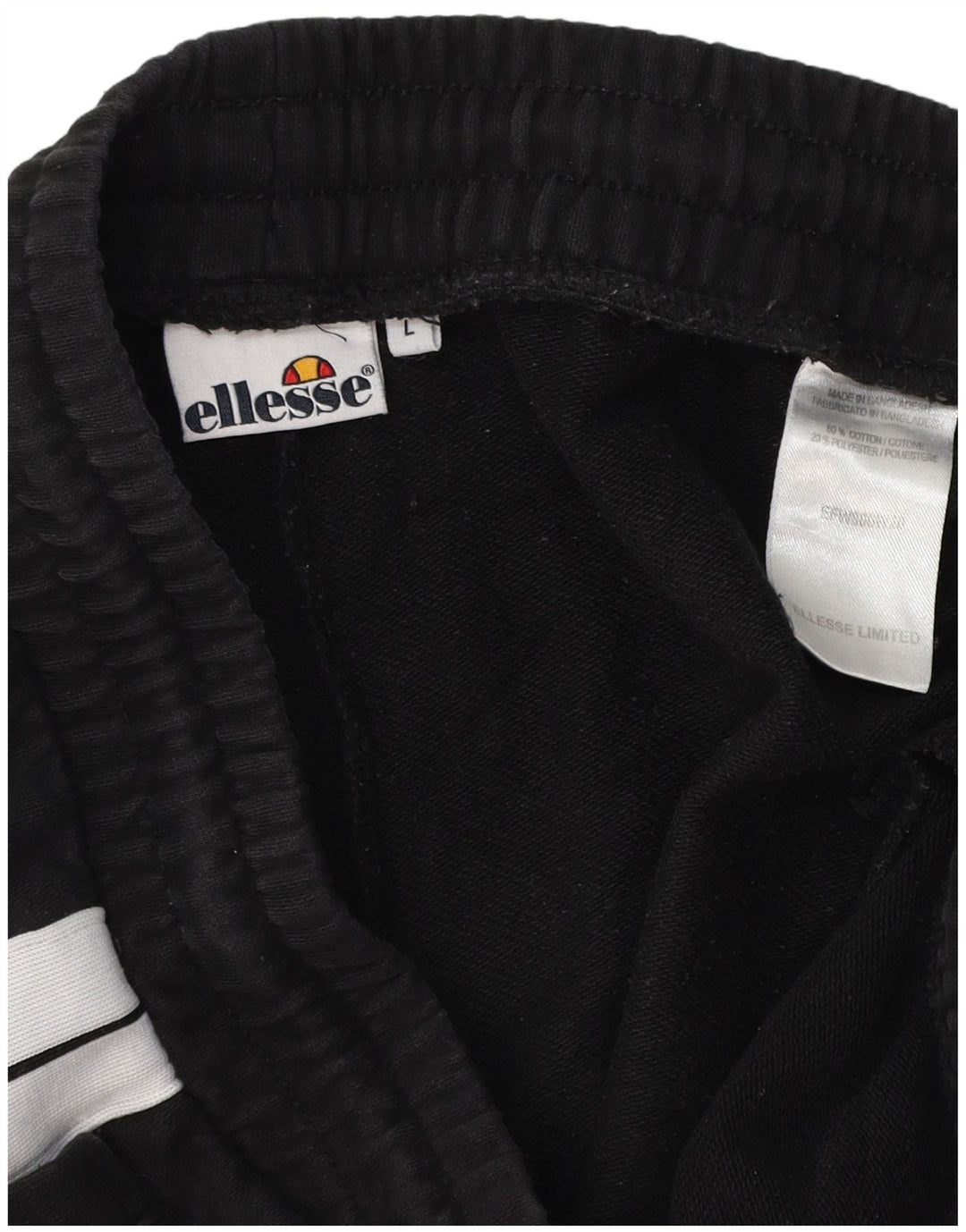 ELLESSE Hombre Pantalones De Chándal Joggers Large Negro Colorblock Algodón