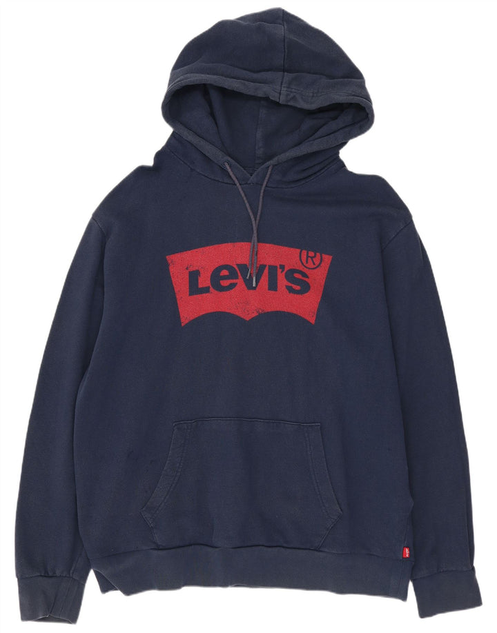 Levi's Jersey con capucha extragrande gráfico para mujer Reino Unido 46 Grande Algodón azul marino