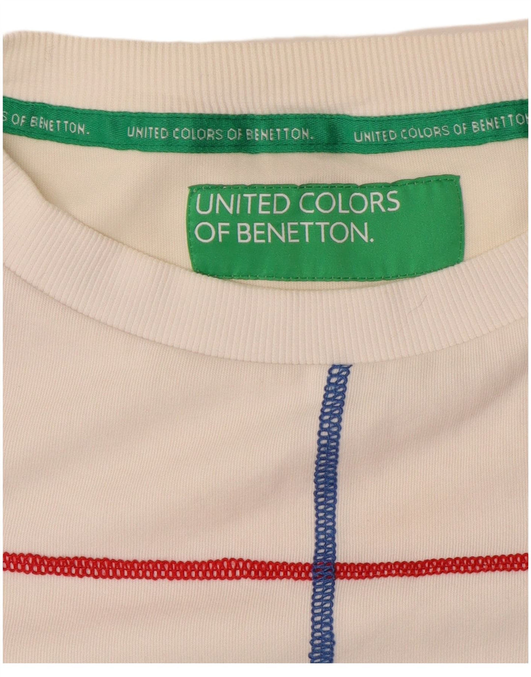 BENETTON Sudadera corta para mujer Jersey UK 10 Small White Stripes