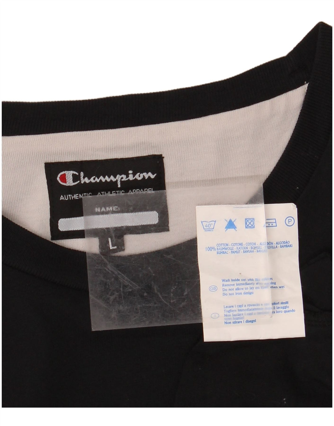 CHAMPION Top gráfico para hombre de manga larga de algodón negro grande