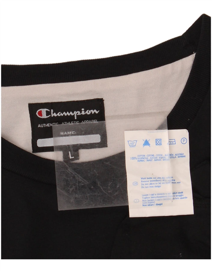 CHAMPION Top gráfico para hombre de manga larga de algodón negro grande