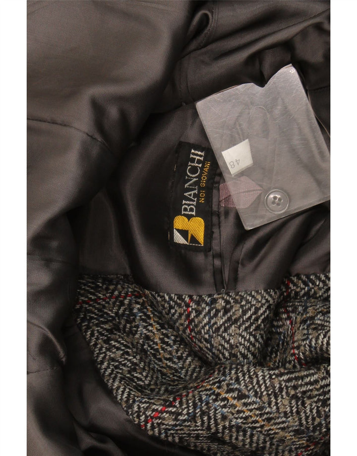 Bianchi Chaqueta tipo blazer de 2 botones Giovane para hombre IT 48 Cuadros gris medio