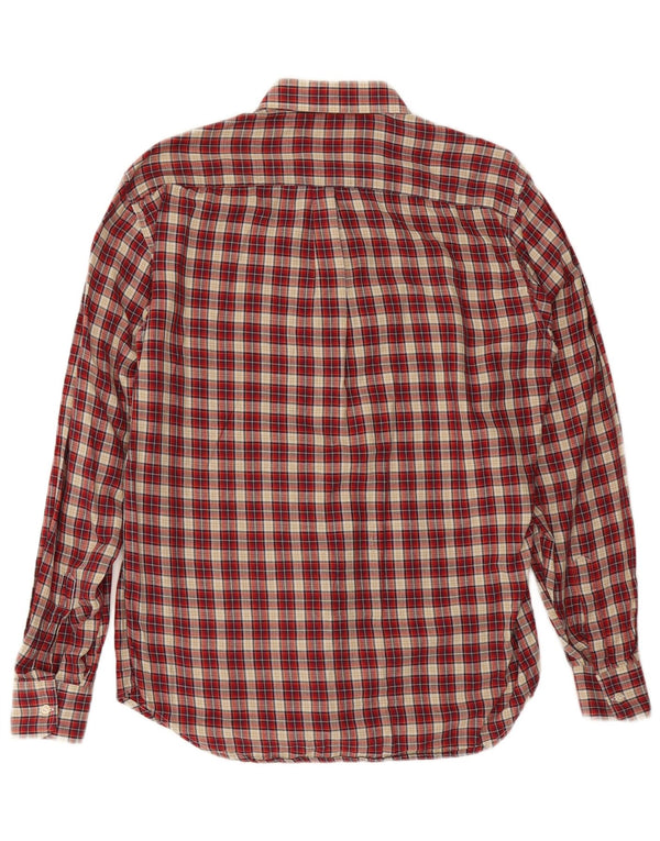 VINTAGE Camisa de franela para hombre Tamaño 38 Algodón de cuadros rojos medianos
