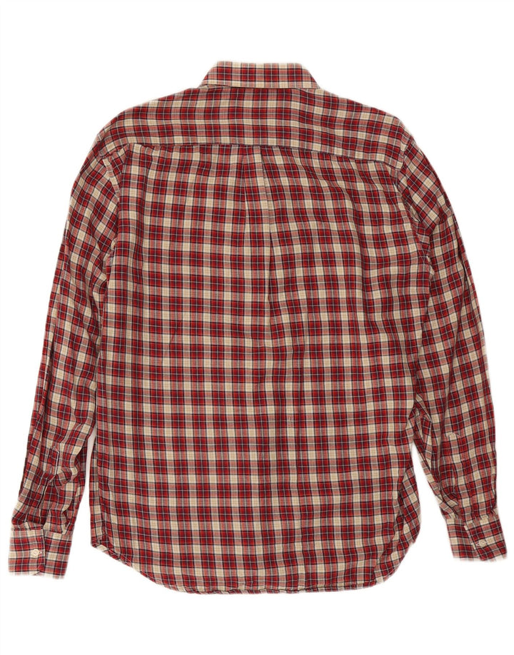 VINTAGE Camisa de franela para hombre Tamaño 38 Algodón de cuadros rojos medianos