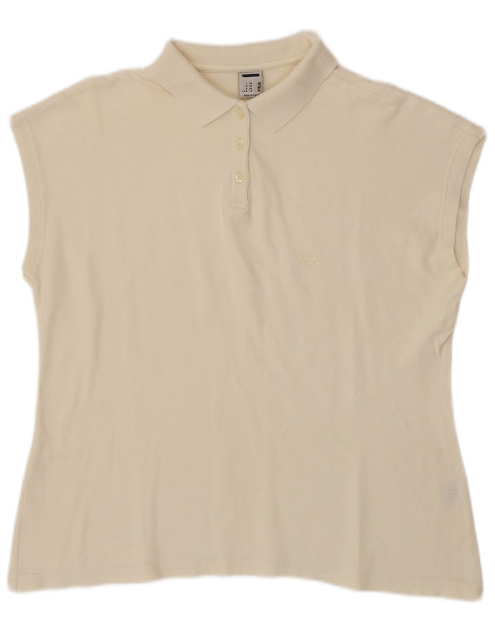 FILA Polo sin mangas para mujer IT 54 2XL Algodón blanco roto