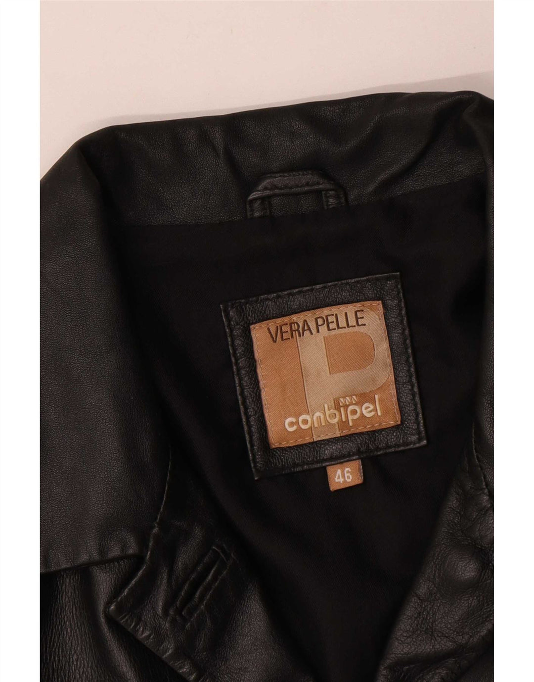 Conbipel Chaqueta Blazer de Cuero con 3 Botones para Mujer IT 46 Grande Cuero Negro