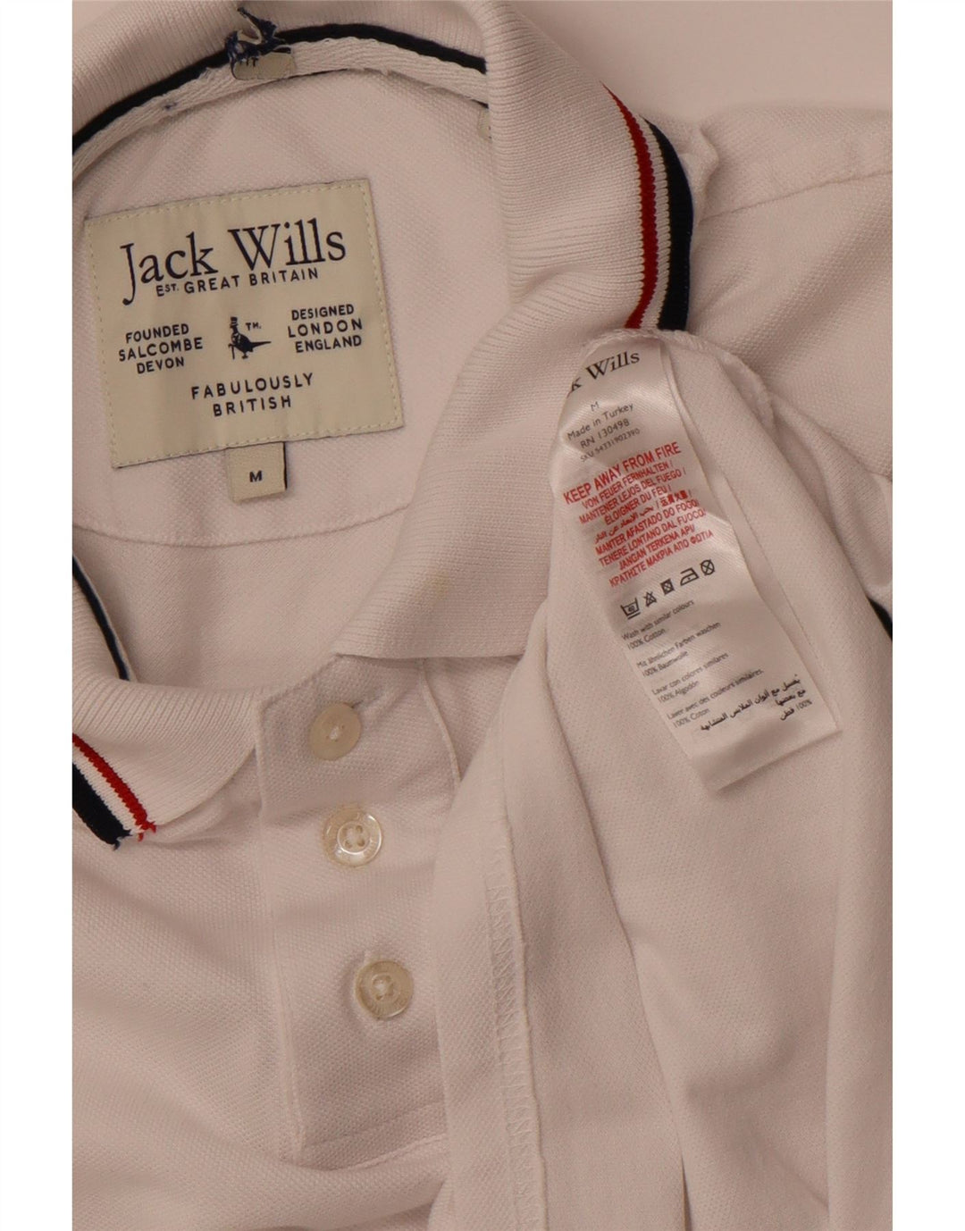 JACK WILLS Polo Hombre Algodón Blanco Mediano