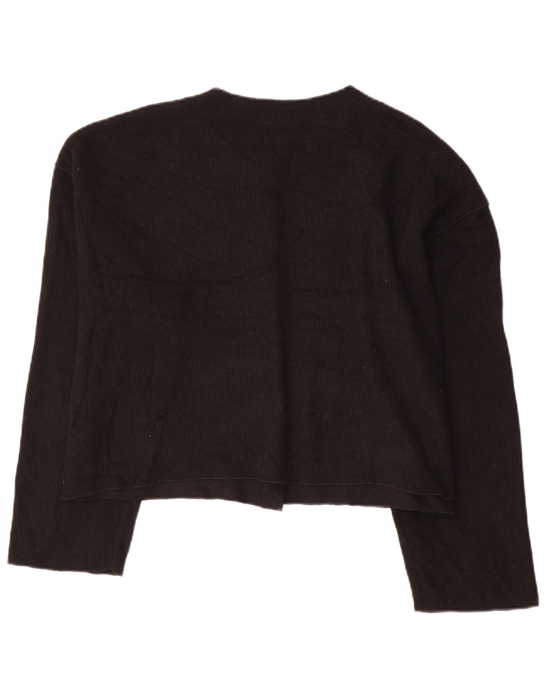 Zara Mujer Crop Cardigan Suéter UK 40 XL Poliéster Negro