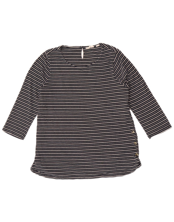 Fat Face Womens Top 3/4 Sleeve UK 10 Small Navy Blue Striped