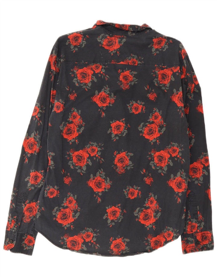 Camisa Guess Hombre Mediana Algodón Floral Negro