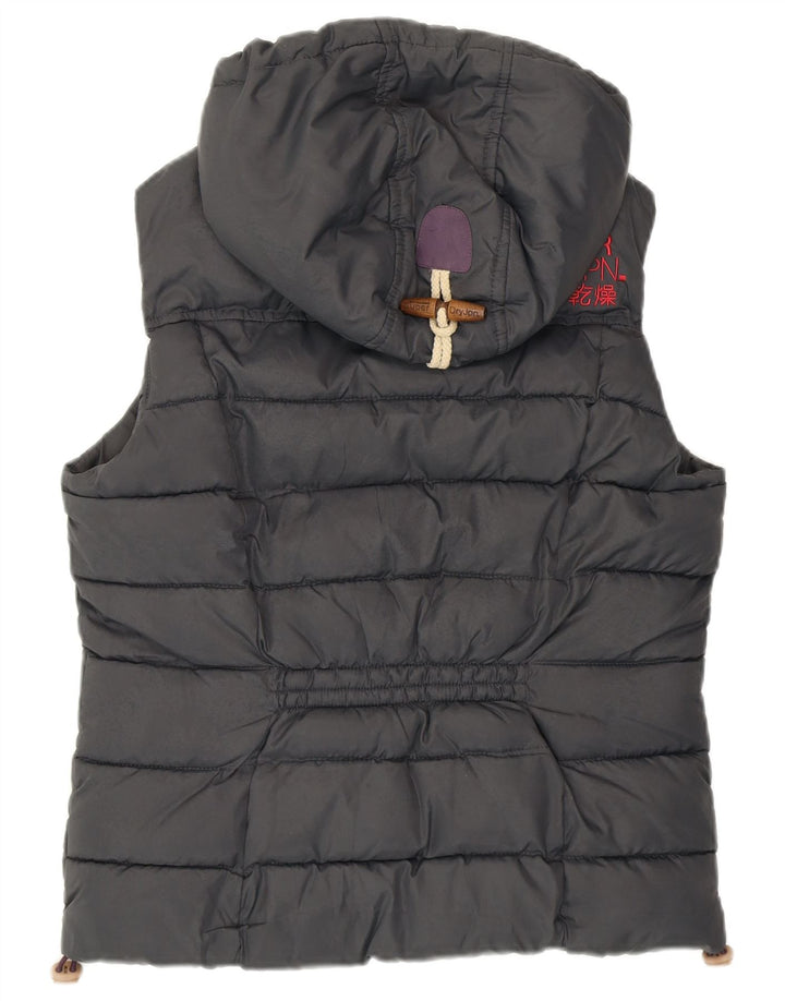 SUPERDRY Chaleco acolchado con capucha para mujer UK 44 Poliéster gris medio