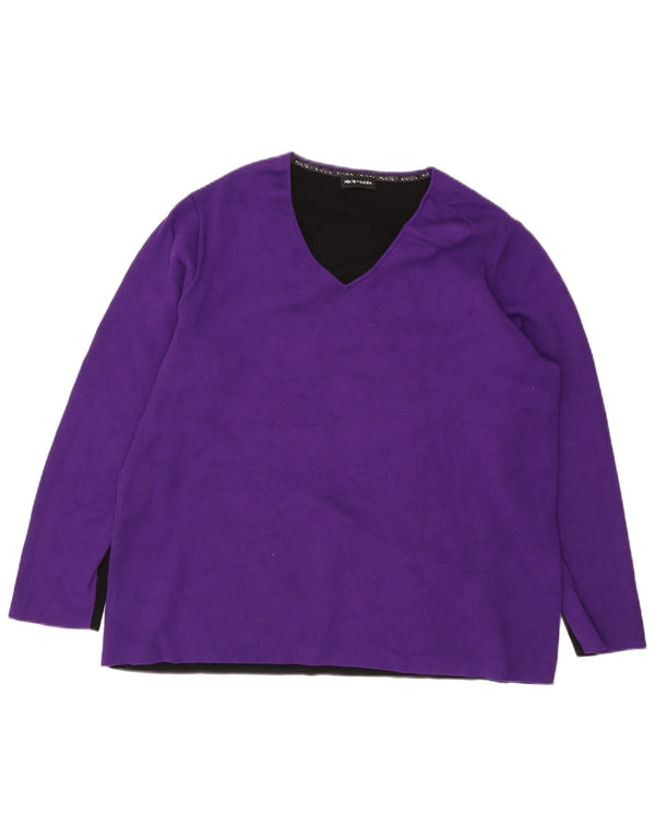 Perte by Krizia Jersey con Cuello en V para Mujer UK 40 XL Bloque de Color Púrpura