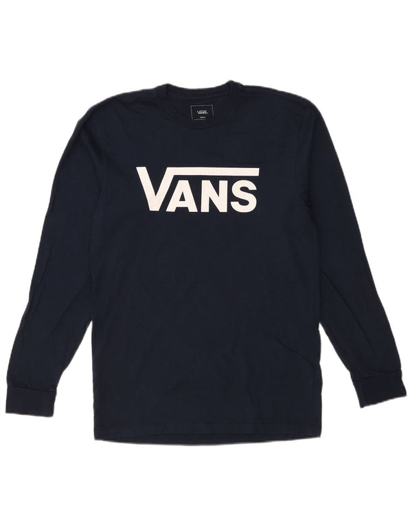 VANS Mens Classic Fit Graphic Top Long Sleeve Small Navy Blue Cotton