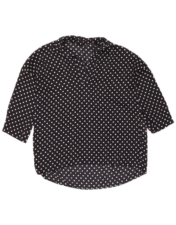 Zara Blusa extragrande de manga 3/4 para mujer UK 6 XS Azul marino Lunares