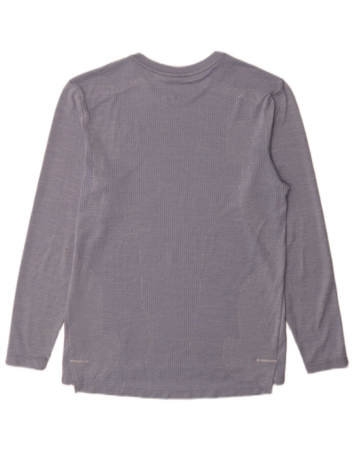 Nike Camiseta Dri Fit para hombre de manga larga de poliéster a rayas azules pequeñas