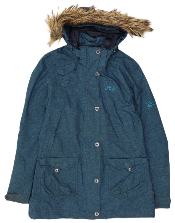 Jack Wolfskin Parka con capucha para mujer UK 10 Small Azul Poliéster