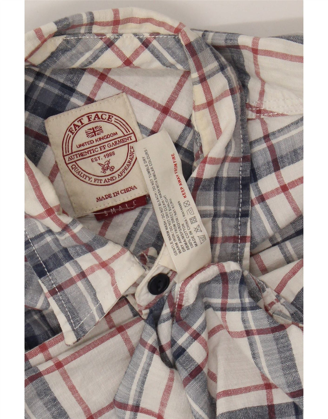 Camisa de cuadros para hombre de Fat Face Small Blue Check Cotton