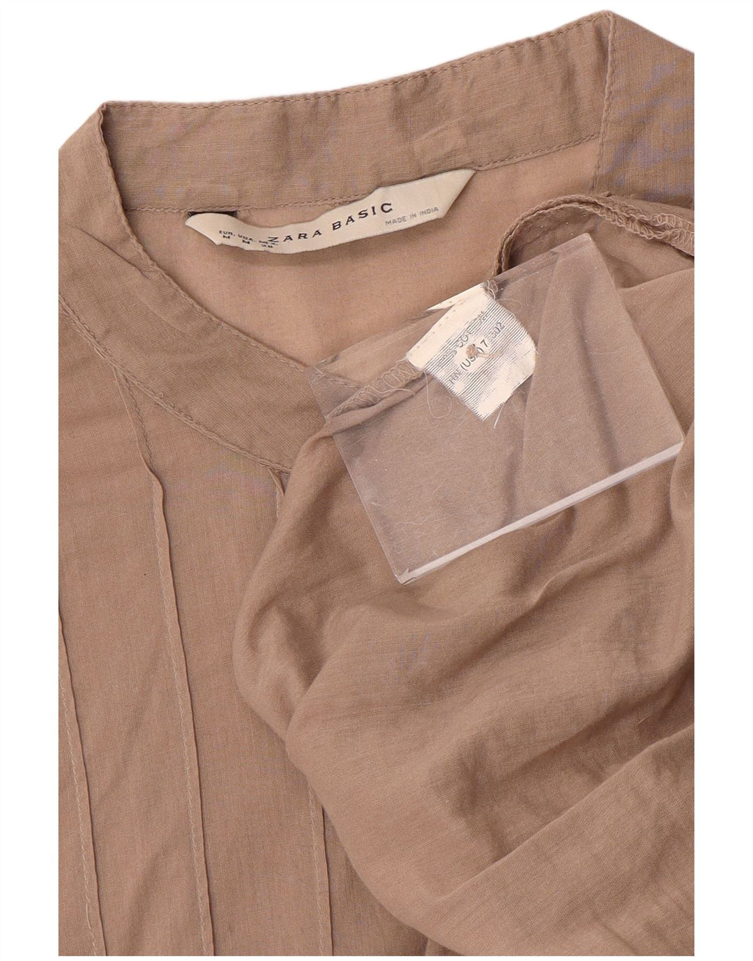 Zara Vestido recto de manga 3/4 para mujer UK 44 Algodón marrón medio