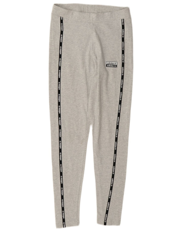 Adidas Leggings gráficos para mujer UK 12 Algodón gris medio con bloques de color