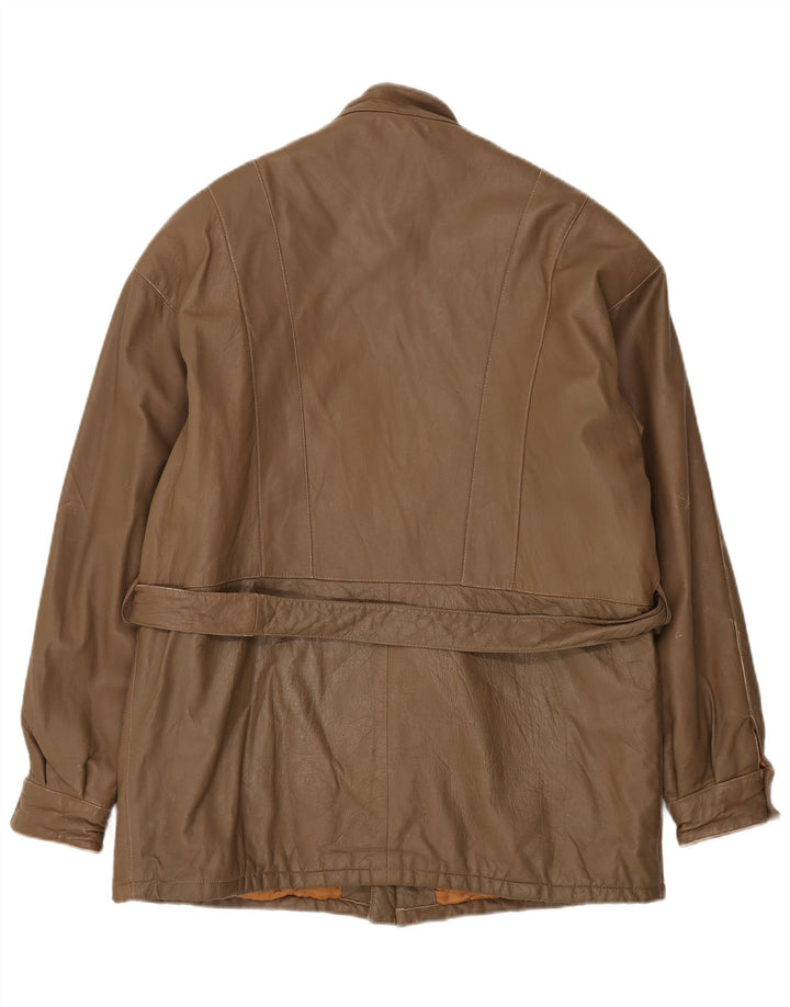 LIVERPOOL Chaqueta de cuero militar para hombre IT 54 2XL Cuero marrón