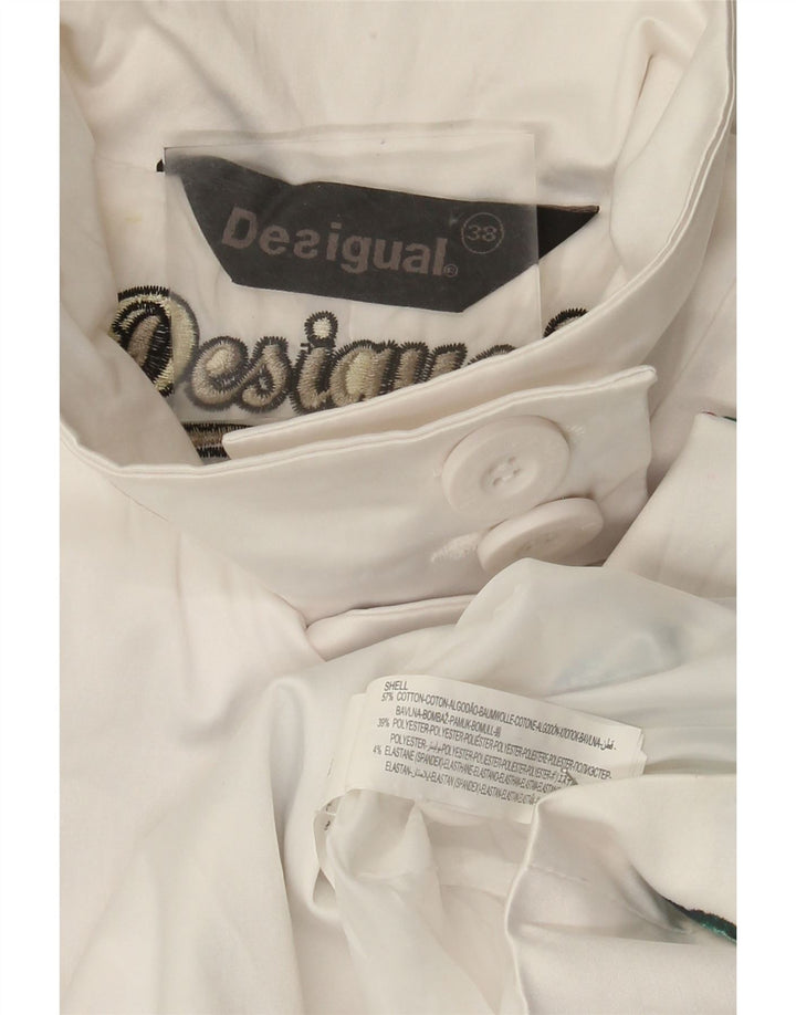 Abrigo Desigual Mujer EU 38 Algodón Floral Blanco Medio