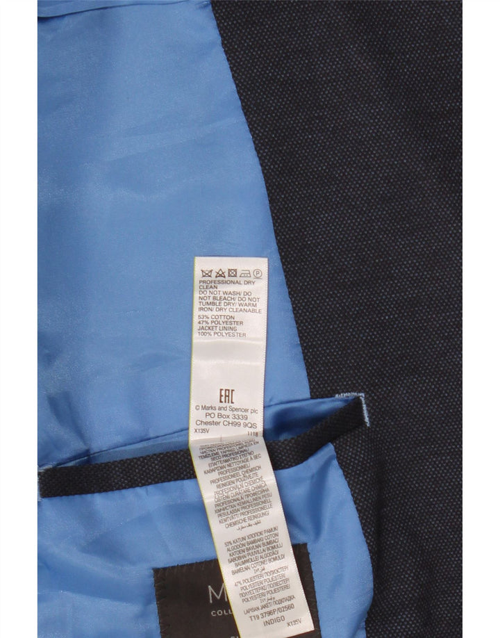 MARKS & SPENCER Chaqueta tipo blazer ajustada con 2 botones para hombre UK 46 XL Azul marino